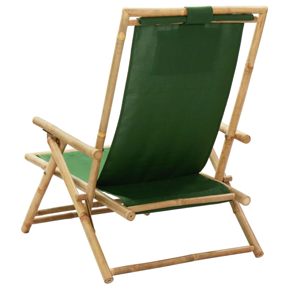 Silla de relax reclinable de bambú y tela