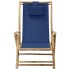 Silla de relax reclinable de bambú y tela azul