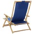 Silla de relax reclinable de bambú y tela azul