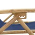 Silla de relax reclinable de bambú y tela azul