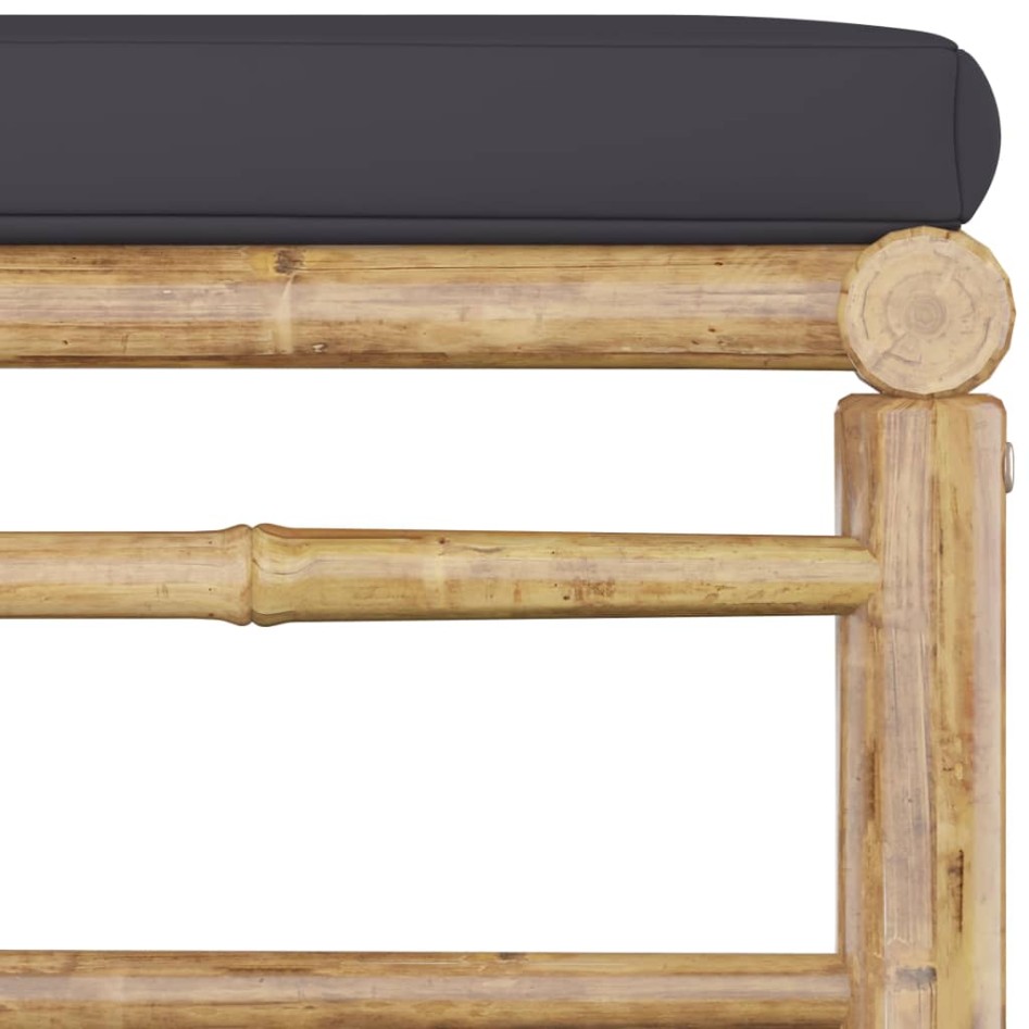 Reposapiés de jardín bambú con cojín gris