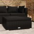Reposapiés de jardín y cojín ratán sintético negro 70x70x30