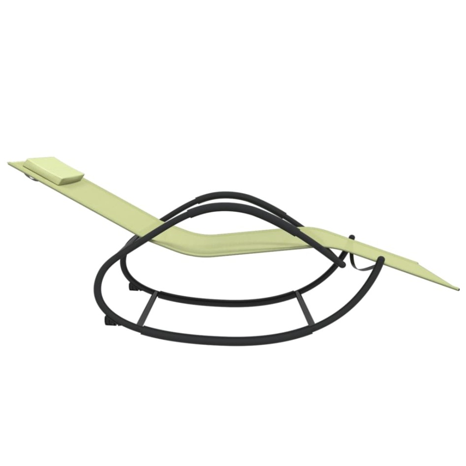 Tumbona mecedora de acero y textileno