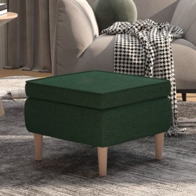 Taburete con patas de madera tapizado tela verde