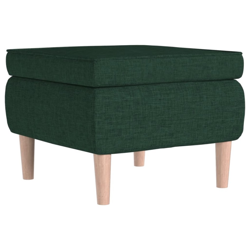 Taburete con patas de madera tapizado tela verde