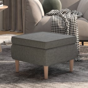 Taburete con patas de madera tapizado tejido gris