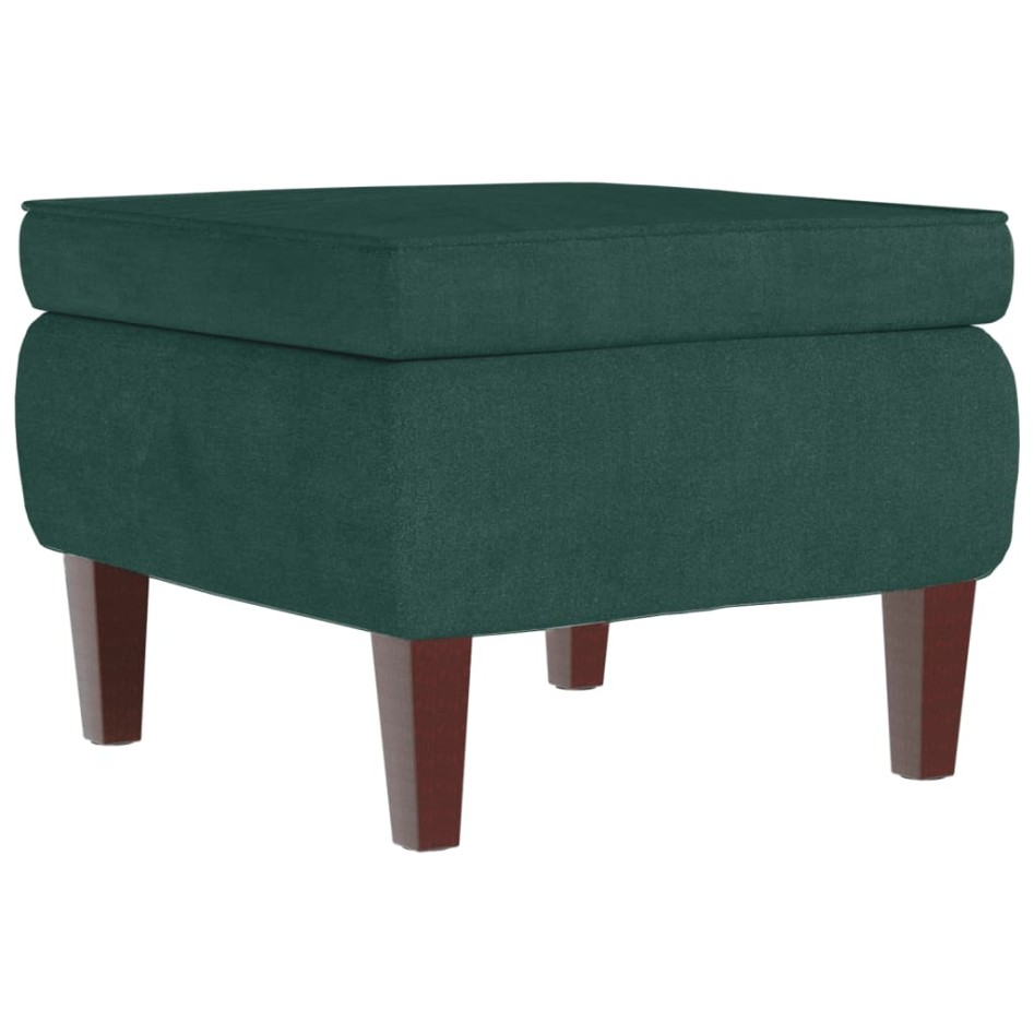 Taburete con patas de madera terciopelo verde