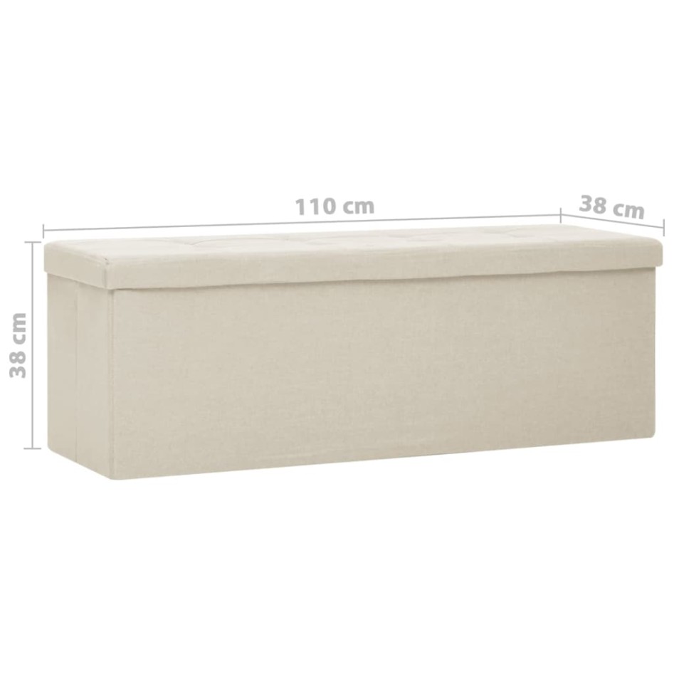 Banco de almacenamiento plegable lino sintético crema