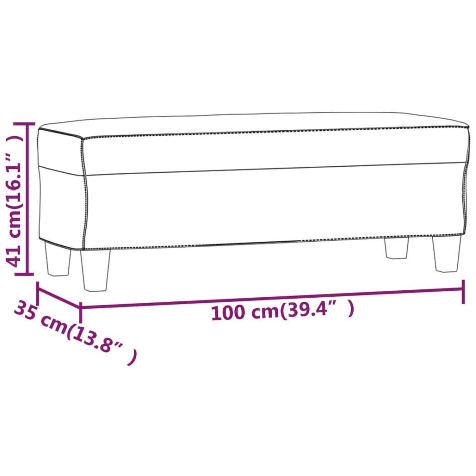 Banco de cuero sintético negro 100x35x41