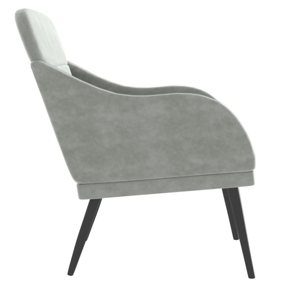 Sillón de terciopelo gris claro 63x76x80