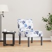 Silla tapizada de tela con estampado de flores azul