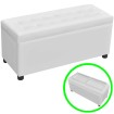 Otomana de almacenamiento de cuero artificial blanco