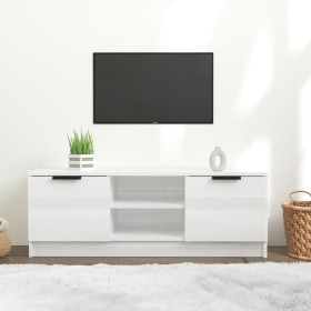 Mueble de TV madera contrachapada blanco brillo 102x35x36,5