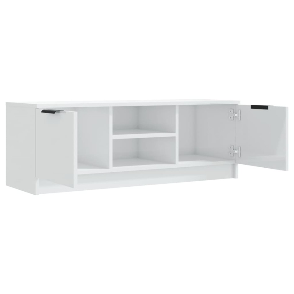 Mueble de TV madera contrachapada blanco brillo 102x35x36,5