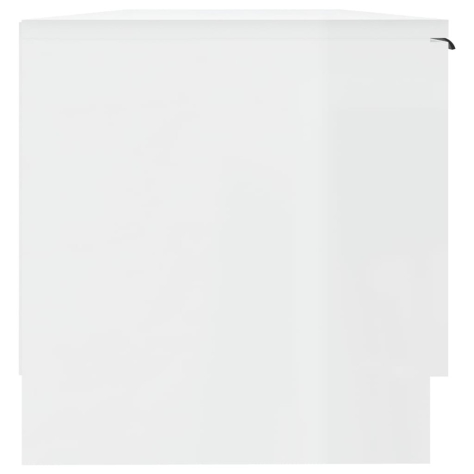 Mueble de TV madera contrachapada blanco brillo 102x35x36,5