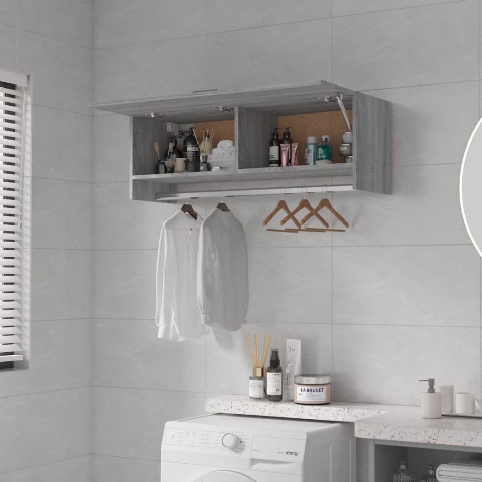 Armario madera contrachapada gris Sonoma 100x32,5x35