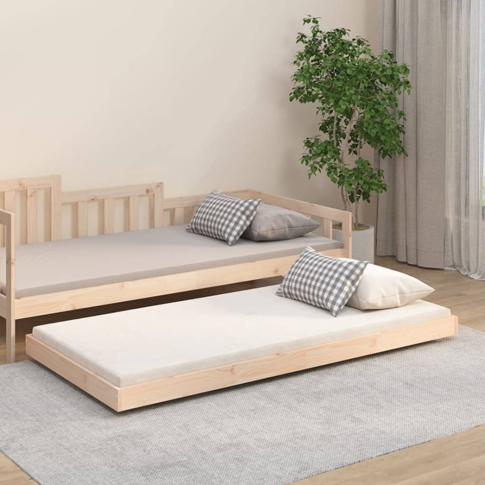 Estructura de cama sin colchón madera maciza de pino 90x190
