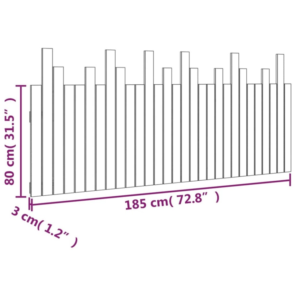 Cabecero de cama de pared madera maciza de pino 185x3x80