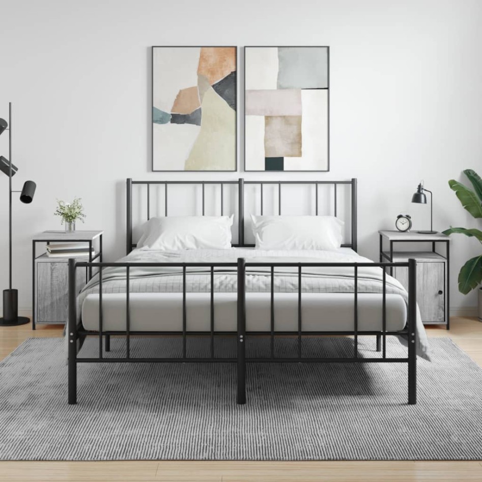 Mesitas de noche 2 uds madera contrachapada gris 40x42x60