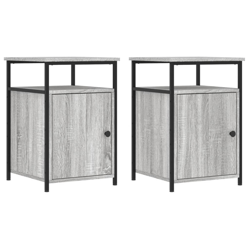 Mesitas de noche 2 uds madera contrachapada gris 40x42x60