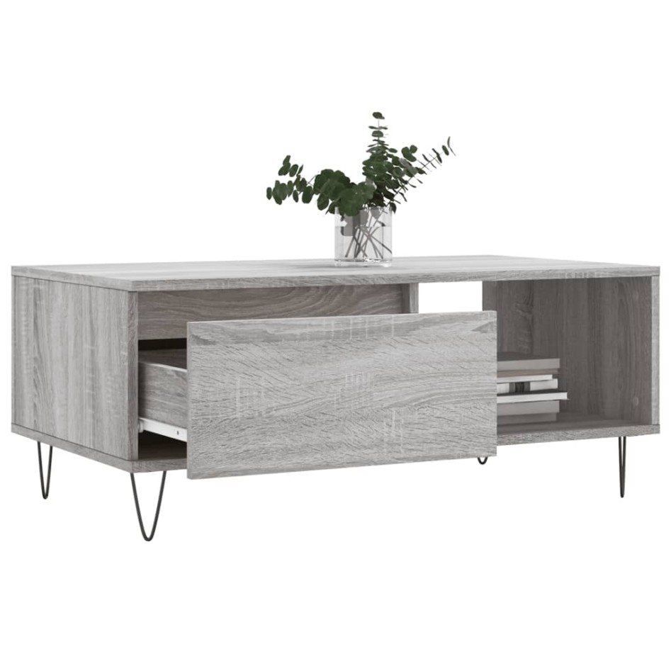 Mesa de centro madera contrachapada gris Sonoma 90x50x36,5