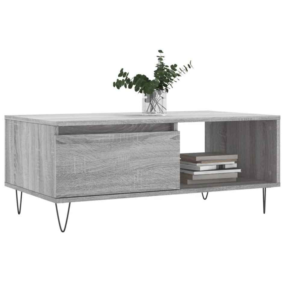 Mesa de centro madera contrachapada gris Sonoma 90x50x36,5