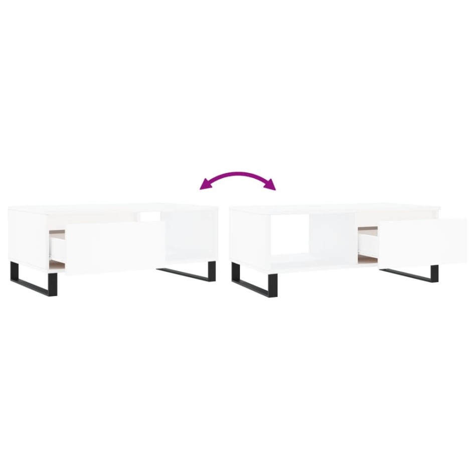 Mesa de centro madera contrachapada blanco 90x50x36,5