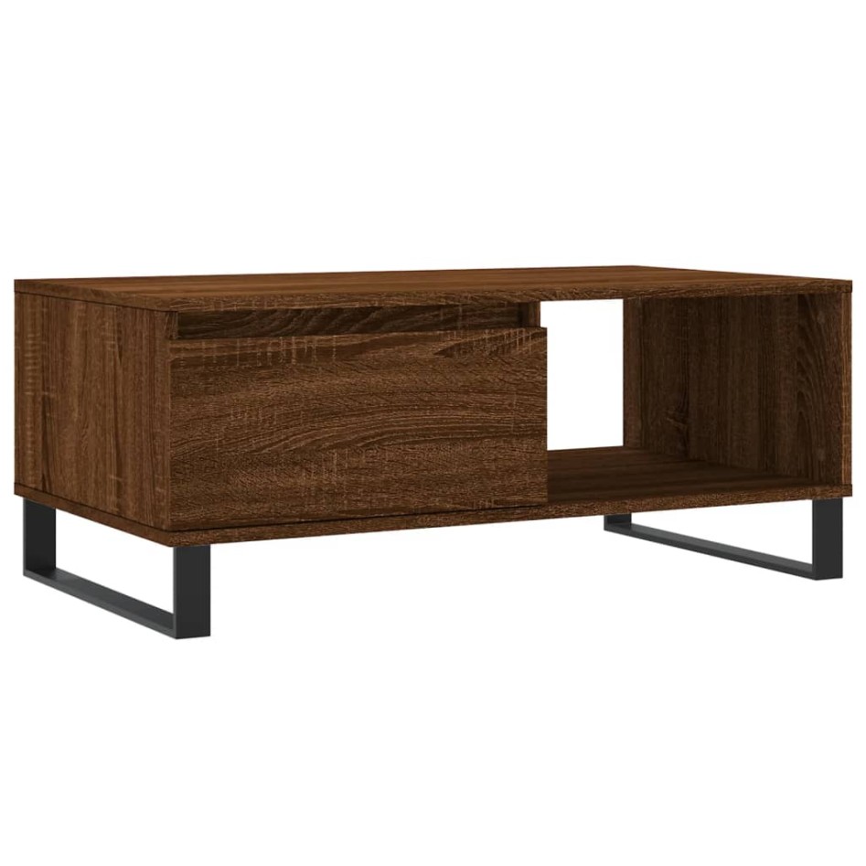 Mesa de centro madera contrachapada marrón roble 90x50x36,5