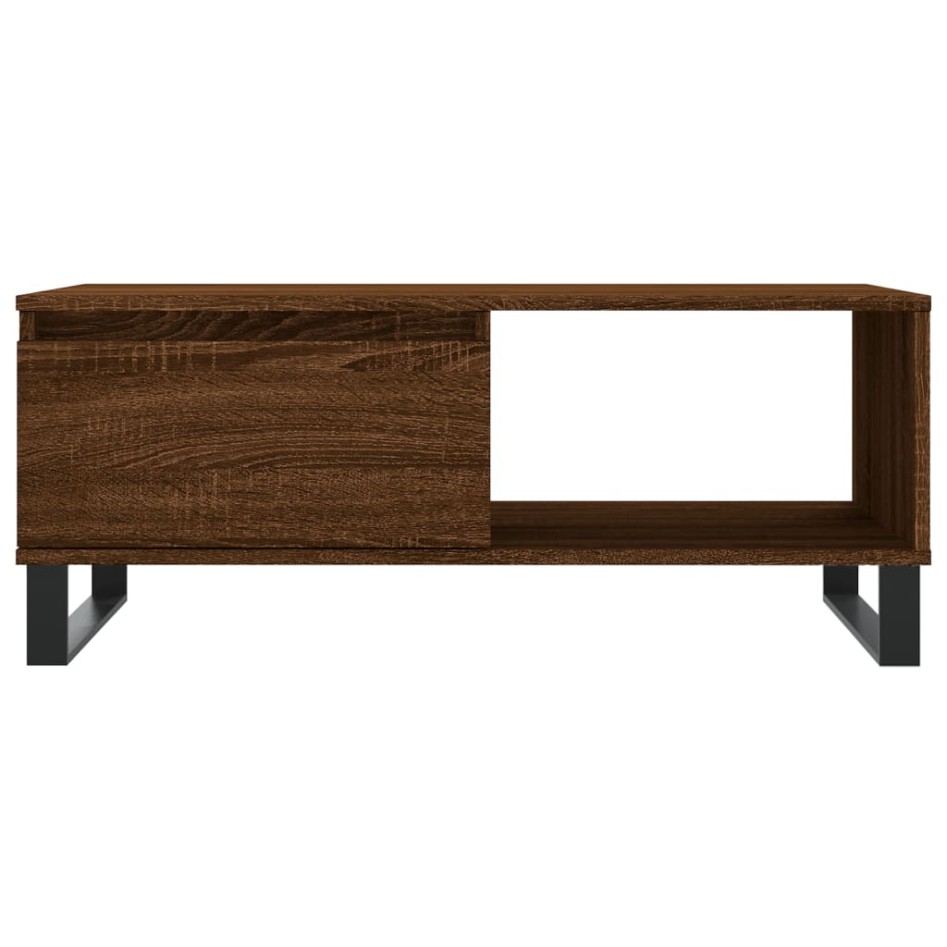 Mesa de centro madera contrachapada marrón roble 90x50x36,5