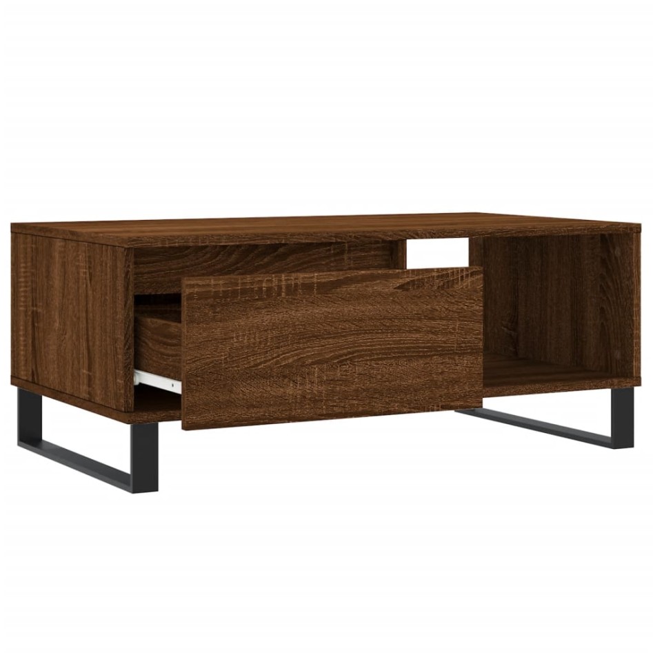 Mesa de centro madera contrachapada marrón roble 90x50x36,5