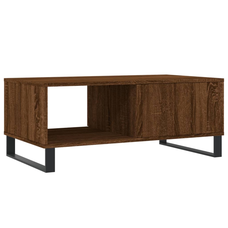 Mesa de centro madera contrachapada marrón roble 90x50x36,5