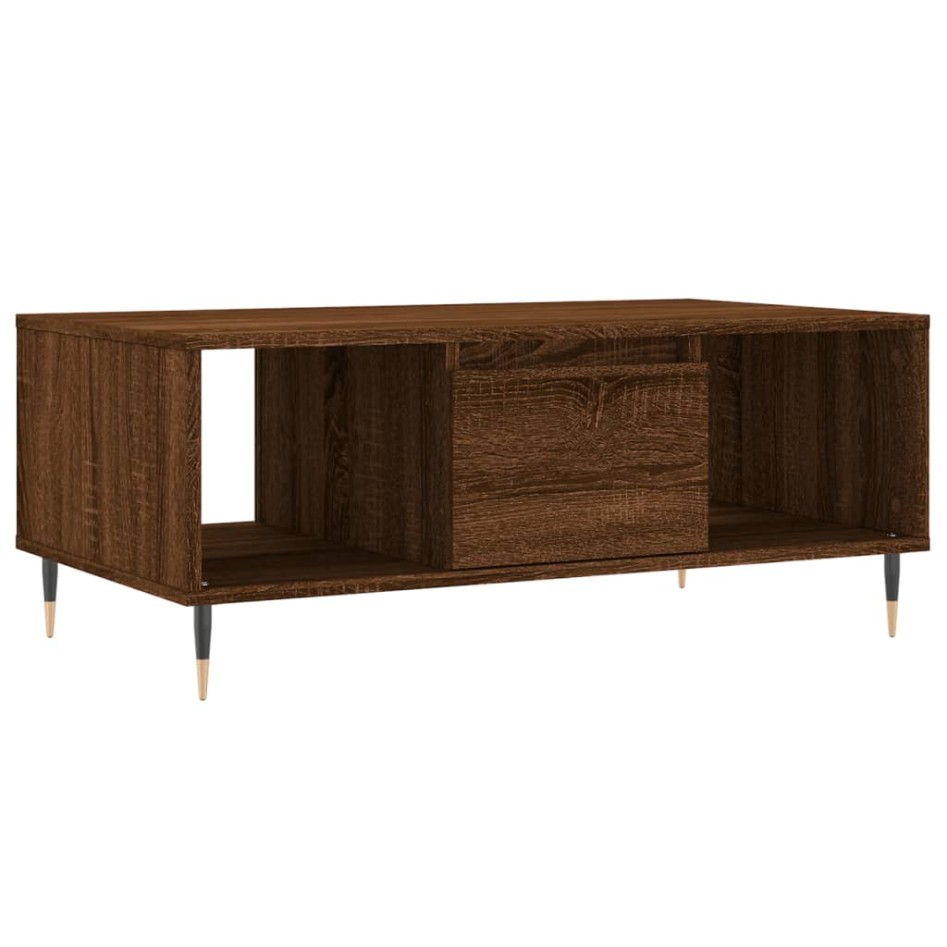 Mesa de centro madera contrachapada marrón roble 90x50x36,5