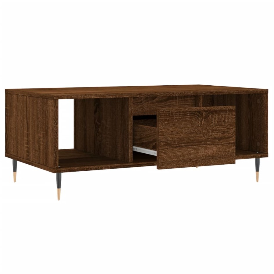 Mesa de centro madera contrachapada marrón roble 90x50x36,5