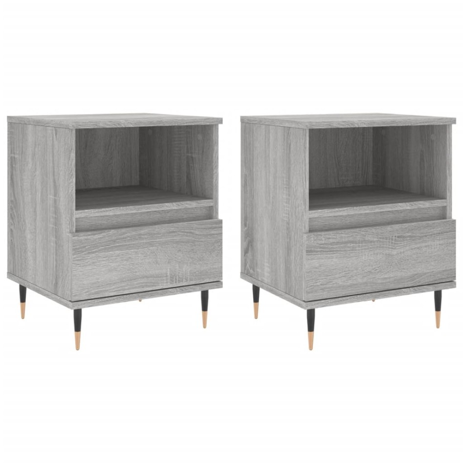Mesita de noche 2 uds madera ingeniería gris Sonoma 40x35x50