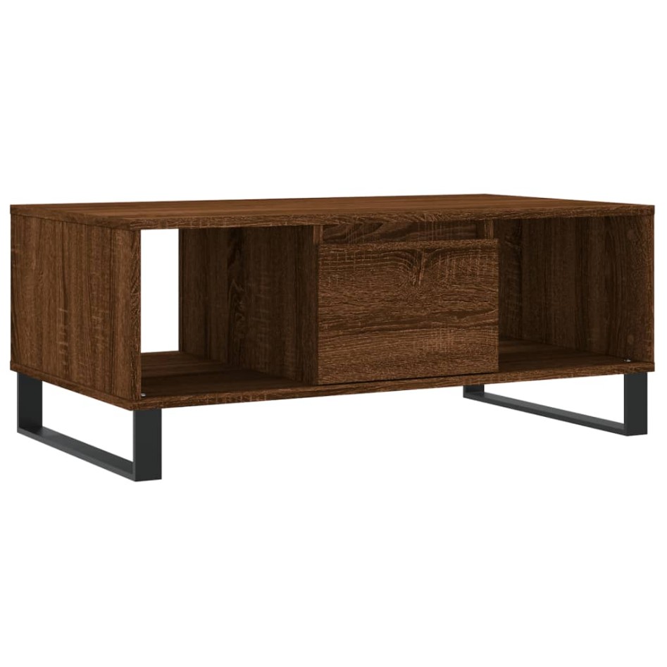 Mesa de centro madera contrachapada marrón roble 90x50x36,5