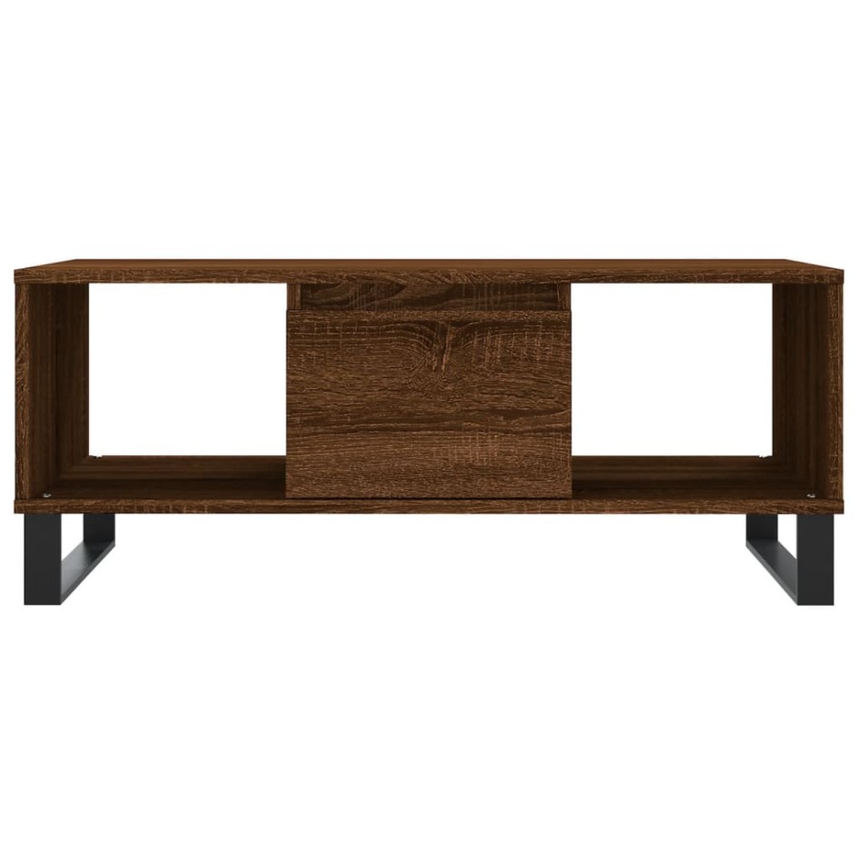 Mesa de centro madera contrachapada marrón roble 90x50x36,5