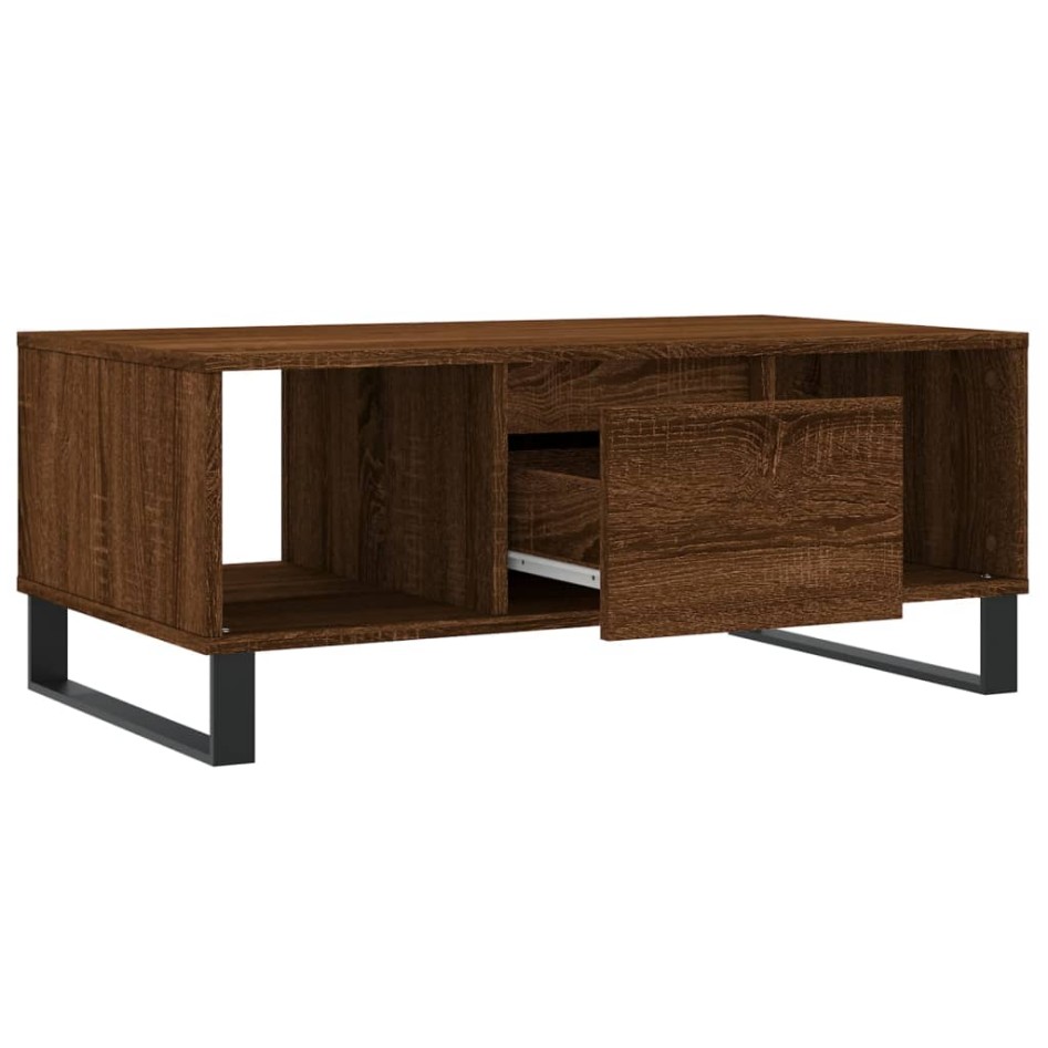 Mesa de centro madera contrachapada marrón roble 90x50x36,5