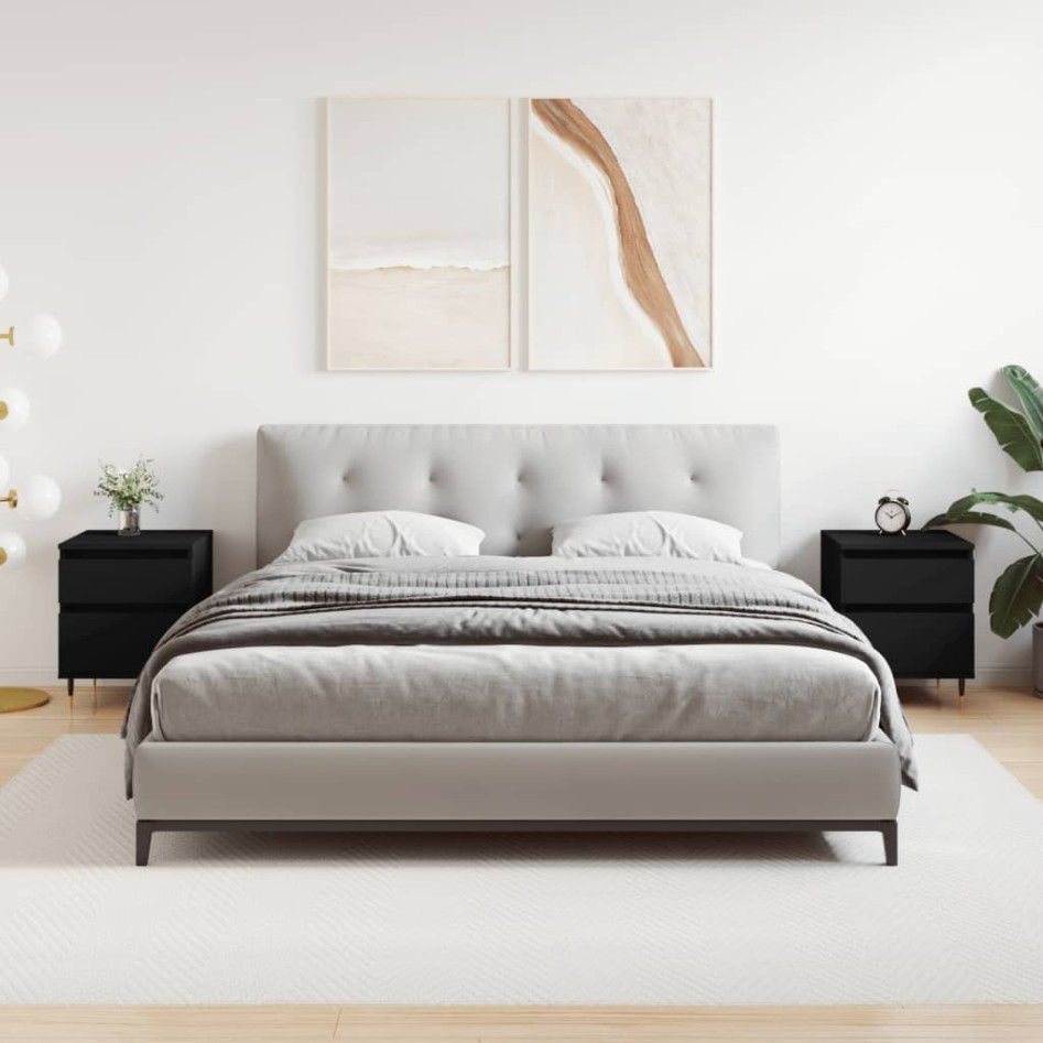 Mesitas de noche 2 uds madera de ingeniería negro 40x35x50