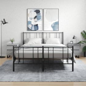 Mesita de noche 2 uds madera ingeniería gris Sonoma 40x35x50