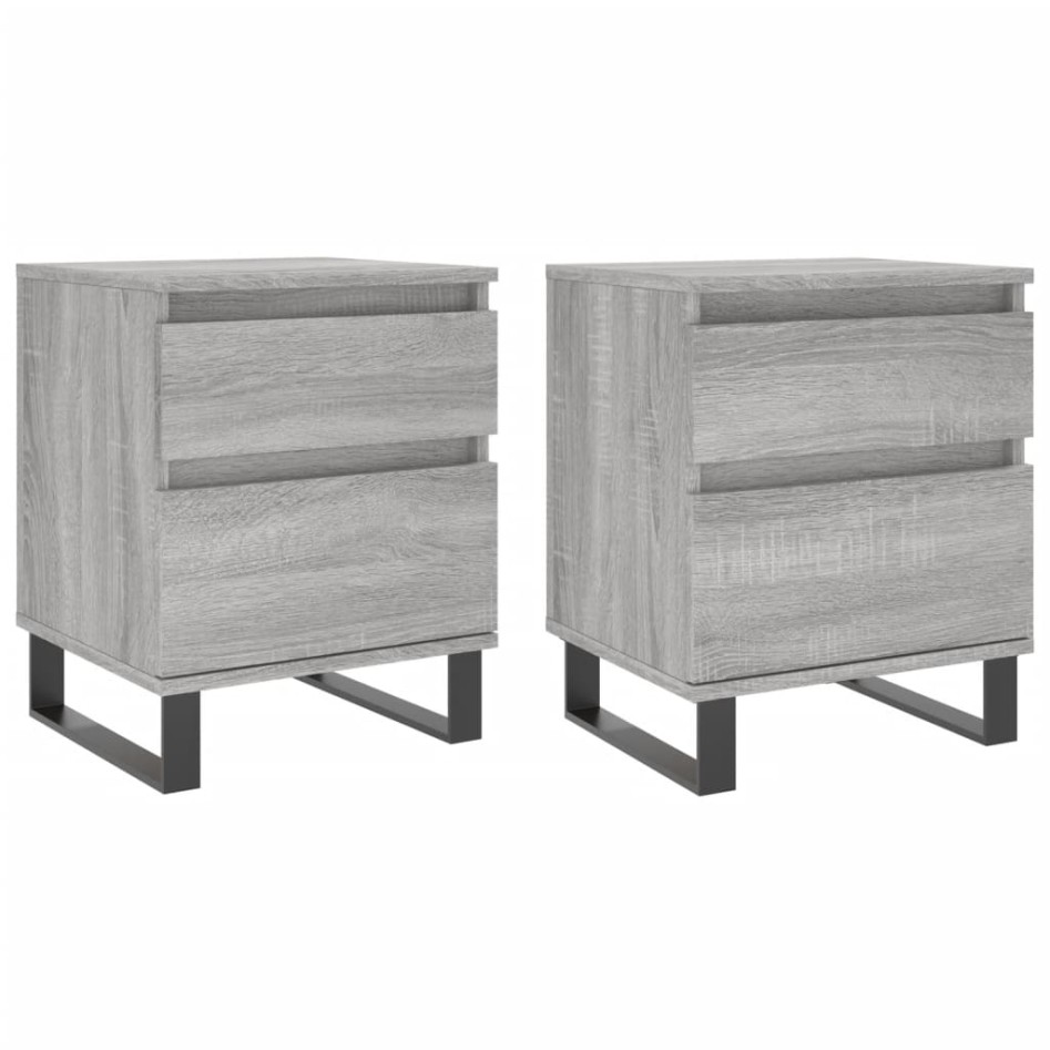 Mesita de noche 2 uds madera ingeniería gris Sonoma 40x35x50