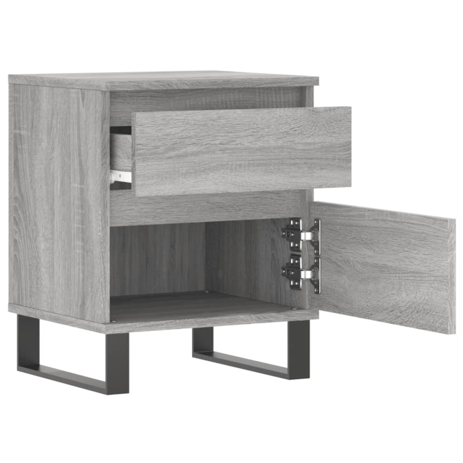 Mesita de noche 2 uds madera ingeniería gris Sonoma 40x35x50