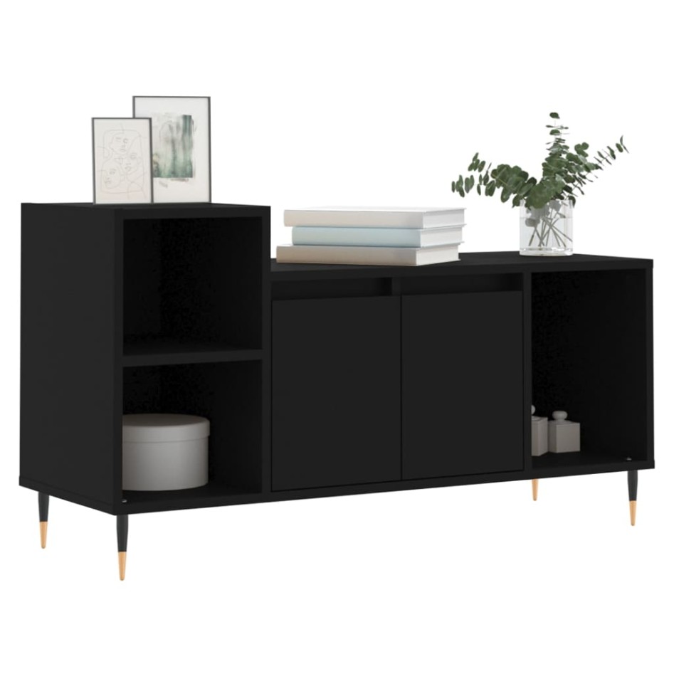 Mueble para TV madera contrachapada negro 100x35x55