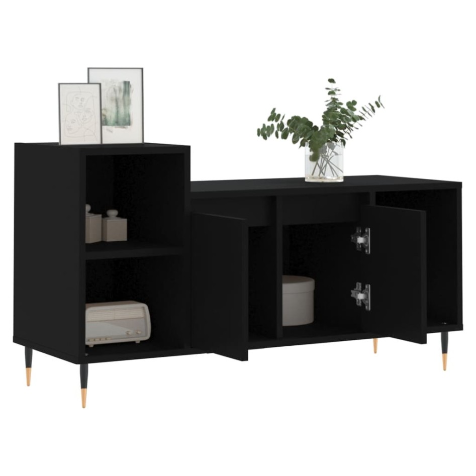 Mueble para TV madera contrachapada negro 100x35x55