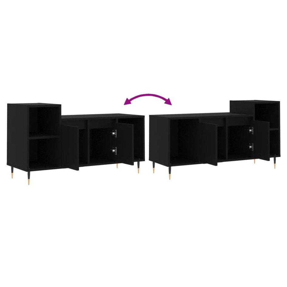 Mueble para TV madera contrachapada negro 100x35x55