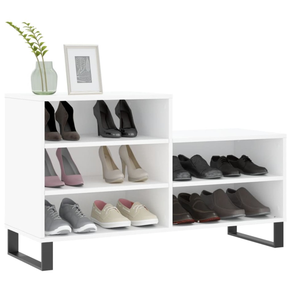 Mueble zapatero madera contrachapada blanco 102x36x60