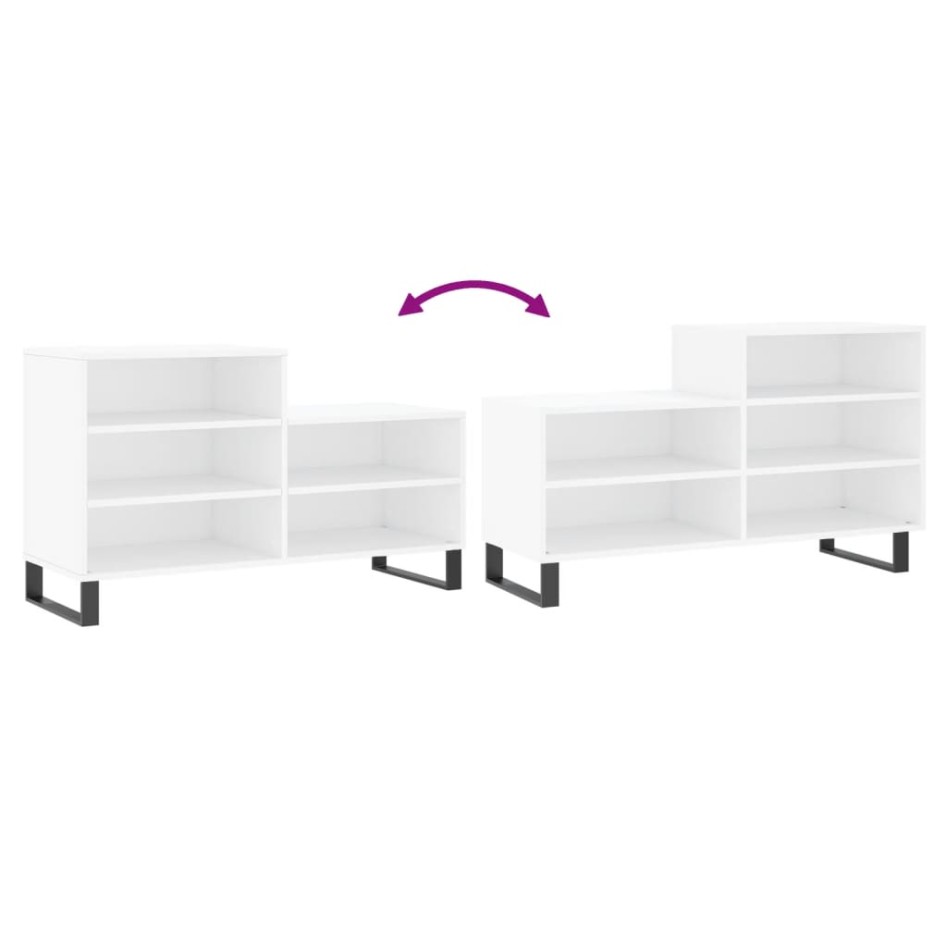 Mueble zapatero madera contrachapada blanco 102x36x60