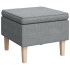 Taburete con patas de madera tapizado tejido gris