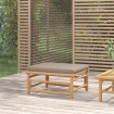 Reposapiés de jardín bambú con cojín gris taupe
