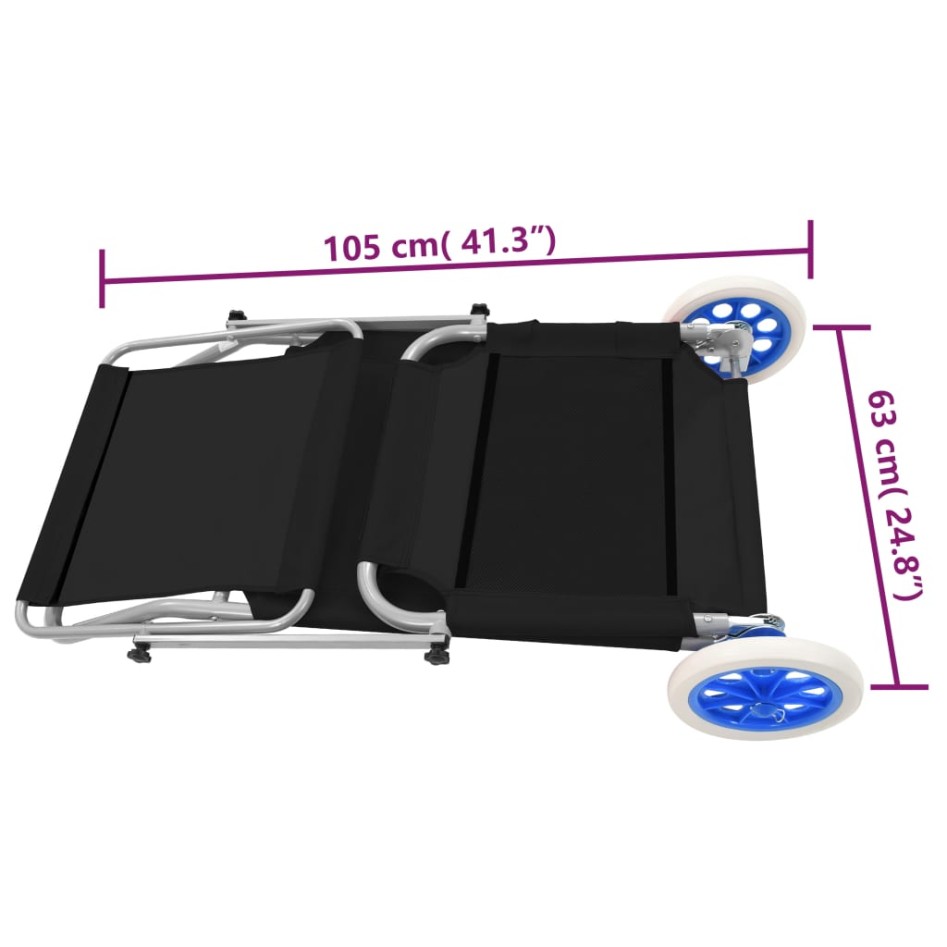 Tumbona plegable con toldo y ruedas acero