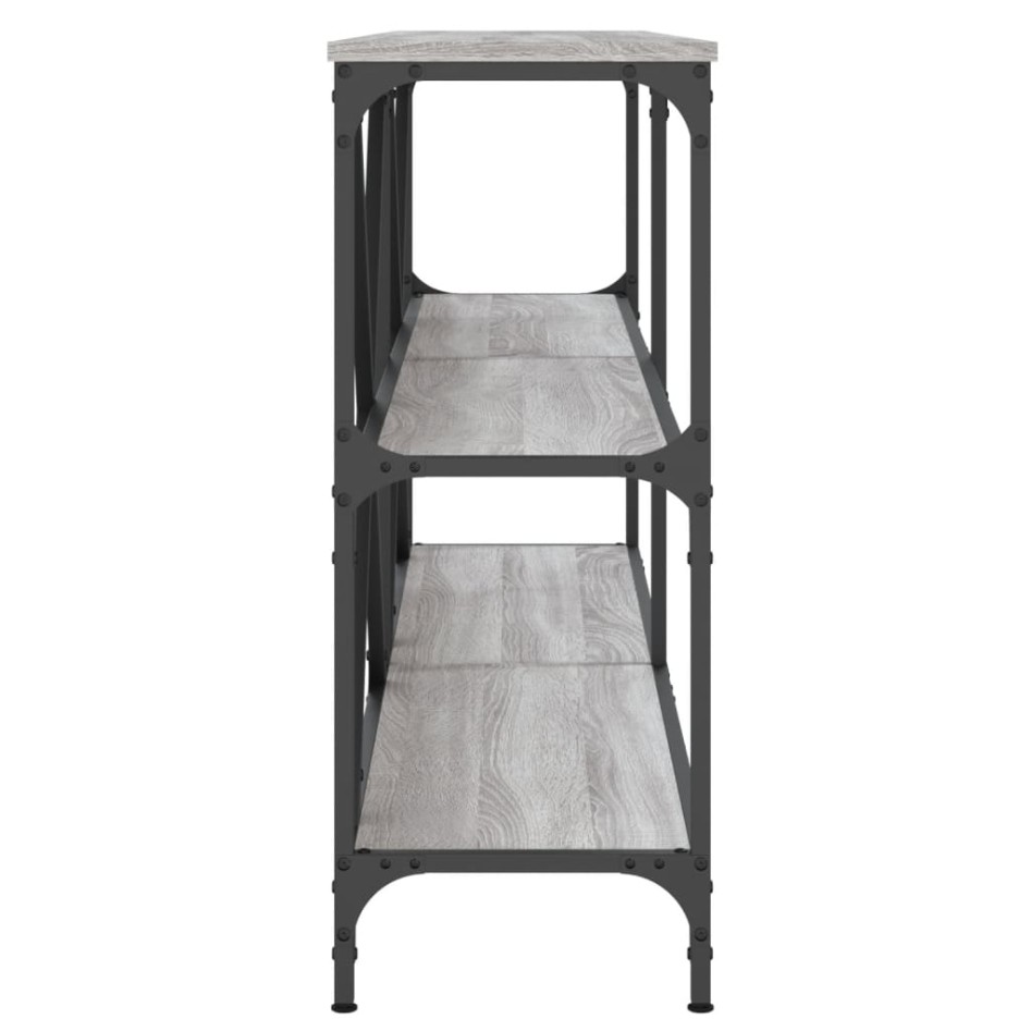 Mesa consola hierro y madera ingeniería gris Sonoma